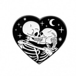 Fém színe: XZ3965 - Punk stílusú bross koponya rózsa szív fibula Halloween macskafej iránytű varázsló sapka fekete