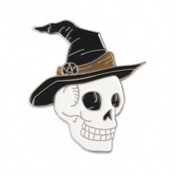 Fém színe: XZ5968 - Punk stílusú bross koponya rózsa szív fibula Halloween macskafej iránytű varázsló sapka fekete