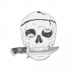Fém színe: XZ5975 - Punk stílusú bross koponya rózsa szív fibula Halloween macskafej iránytű varázsló sapka fekete