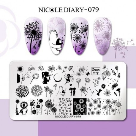 Szín: NICOLE DIARY-079 - NICOLE NAPLÓ Csíkos szív körömbélyegző lemez Valentin-nap Virágkép Körömbélyegző sablonok