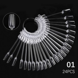 Szín: H01 - Nature Clear Black Hamis tippek körömdíszítéshez, ovális legyező stílusú körömminta lakkállvány tippek