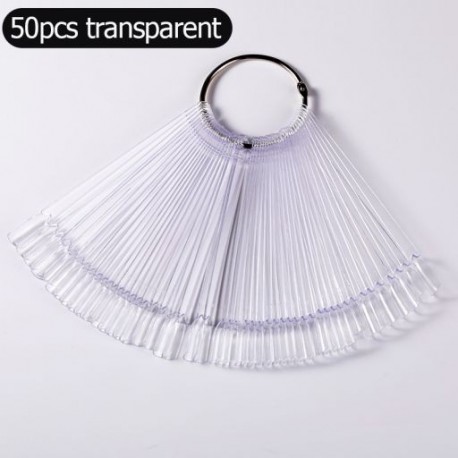 Szín: A02 - Nature Clear Black Hamis tippek körömdíszítéshez, ovális legyező stílusú körömminta lakkállvány tippek