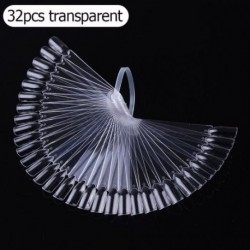 Szín: C01 - Nature Clear Black Hamis tippek körömdíszítéshez, ovális legyező stílusú körömminta lakkállvány tippek