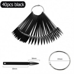 Szín: E01 - Nature Clear Black Hamis tippek körömdíszítéshez, ovális legyező stílusú körömminta lakkállvány tippek