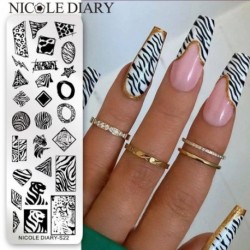 Szín: NICOLE DIARY-S22 - NICOLE NAPLÓ körömbélyegző lemezek szív vonal pillangós nyomtatási kép Rozsdamentes acél