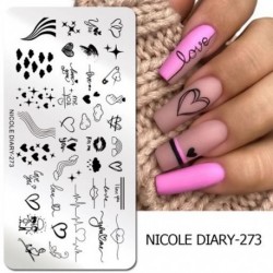 Szín: NICOLE NAPLÓ-273 - NICOLE NAPLÓ Heartbeat körömbélyegző lemezek Sweet Heart Lips Nyomtatás Stencil Manicuring Art