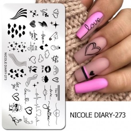 Szín: NICOLE NAPLÓ-273 - NICOLE NAPLÓ Heartbeat körömbélyegző lemezek Sweet Heart Lips Nyomtatás Stencil Manicuring Art