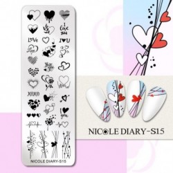 Szín: NICOLE DIARY-S15 - NICOLE NAPLÓ Heartbeat körömbélyegző lemezek Sweet Heart Lips Nyomtatás Stencil Manicuring Art
