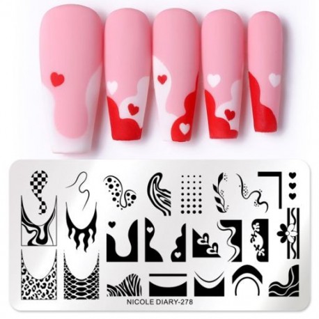 Szín: NICOLE NAPLÓ-278 - NICOLE NAPLÓ Heartbeat körömbélyegző lemezek Sweet Heart Lips Nyomtatás Stencil Manicuring Art