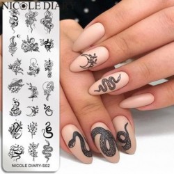 Szín: NICOLE DIARY-S02 - NICOLE NAPLÓ Kígyóvirág Design Bélyegzőlemezek Csíkos vonal Francia körömbélyegzősablonok