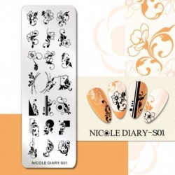 Szín: NICOLE DIARY-S01 - NICOLE NAPLÓ Kígyóvirág Design Bélyegzőlemezek Csíkos vonal Francia körömbélyegzősablonok