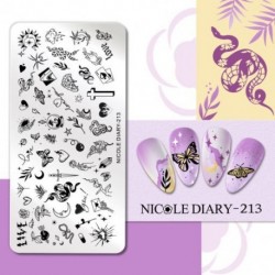 Szín: NICOLE NAPLÓ-213 - NICOLE NAPLÓ Kígyóvirág Design Bélyegzőlemezek Csíkos vonal Francia körömbélyegző sablonok