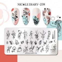 Szín: NICOLE NAPLÓ-239 - NICOLE NAPLÓ Kígyóvirág Design Bélyegzőlemezek Csíkos vonal Francia körömbélyegzősablonok
