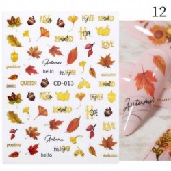 Szín: CD-013 - 1 db 3D körömmatrica arany juharlevelek öntapadó tulipán virág levél transzfer csúszkák matricák DIY