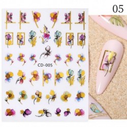 Szín: CD-005 - 1 db 3D körömmatrica arany juharlevelek öntapadó tulipán virág levél transzfer csúszkák matricák DIY