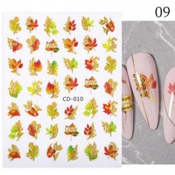 Szín: CD-010 - 1 db 3D körömmatrica arany juharlevelek öntapadó tulipán virág levél transzfer csúszkák matricák DIY