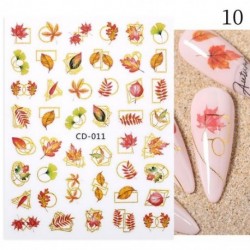 Szín: CD-011 - 1 db 3D körömmatrica arany juharlevelek öntapadó tulipán virág levél transzfer csúszkák matricák DIY