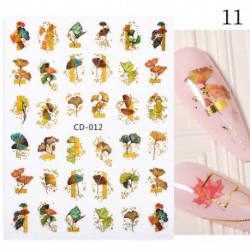 Szín: CD-012 - 1 db 3D körömmatrica arany juharlevelek öntapadó tulipán virág levél transzfer csúszkák matricák DIY