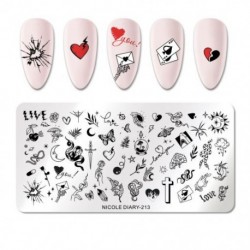 Szín: NICOLE NAPLÓ-213 - NICOLE NAPLÓ Valentin bélyegző tányérok Heart Love Design Nyomdastencil Rozsdamentes acél