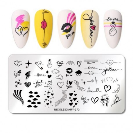 Szín: NICOLE NAPLÓ-273 - NICOLE NAPLÓ Valentin bélyegző tányérok Heart Love Design Nyomdastencil Rozsdamentes acél