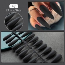 Szín: F47 - 24Tips/Set Hamis körömhegyek Nyomd meg a körmöket Design Hordható, teljes fedésű mandulakoporsós