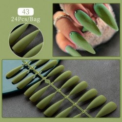 Szín: F43 - 24Tips/Set Hamis körömhegyek Nyomd meg a körmöket Design Hordható, teljes fedésű mandulakoporsós