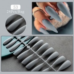 Szín: F53 - 24Tips/Set Hamis körömhegyek Nyomd a körmökre Design Viselhető, teljes fedésű mandulakoporsós