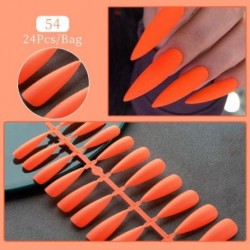 Szín: F54 - 24Tips/Set Hamis körömhegyek Nyomd meg a körmöket Design Hordható, teljes fedésű mandulakoporsós