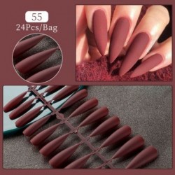 Szín: F55 - 24Tips/Set Hamis körömhegyek Nyomd meg a körmöket Design Hordható, teljes fedésű mandulakoporsós