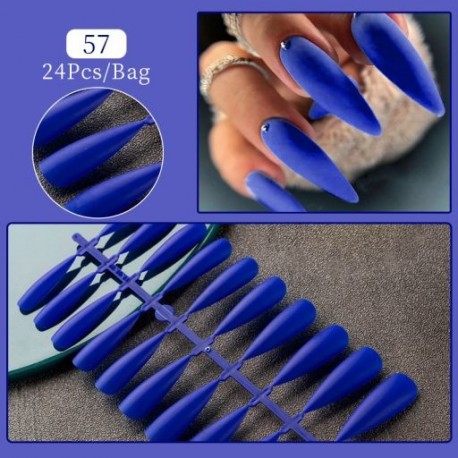 Szín: F57 - 24Tips/Set Hamis körömhegyek Nyomd a körmökre Design Viselhető, teljes fedésű mandulakoporsós
