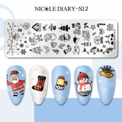 Szín: NICOLE DIARY-S12 - NICOLE NAPLÓ körömbélyegző lemezek karácsonyi hópehely viráglevél kép rozsdamentes acél