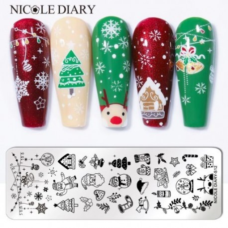 Szín: NICOLE DIARY-S12 - NICOLE NAPLÓ Boldog karácsonyt körömbélyegző lemezek Mikulás Hózokni Design Bélyegzés