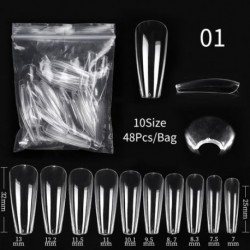 Szín: C01 - Gel Nails Extension System Hamis körömnyomó teljes fedőre Sculpted Clear Matte műköröm tippek Gyors építő