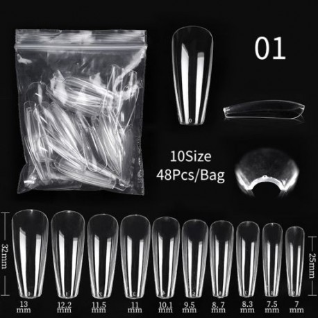 Szín: C01 - Gel Nails Extension System Hamis körömnyomó teljes fedőre Sculpted Clear Matte műköröm tippek Gyors építő