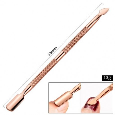 Szín: Minta-A003 - Rose Gold kétvégű, rozsdamentes acél kutikula nyomófej Dead Skin Push eltávolító pedikűrhöz