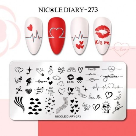 Szín: NICOLE NAPLÓ-273 - NICOLE NAPLÓ French Line Geometry körömbélyegző lemezek rozsdamentes acél csillag szív virág