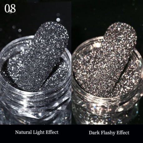 Szín: Diamonds-B8 - Köröm Kristályok Strasszos Púder Szuper fényes Fényvisszaverő Csillogó Pigment Por Holografikus