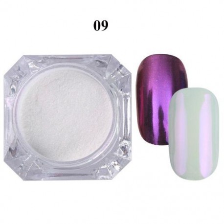 Szín: 9-es szín - 1g Pearl Powder Nail Art Glitter Mirror Effect Króm Pigment UV Gél Lakk szikrázó Dip Dust Barkács
