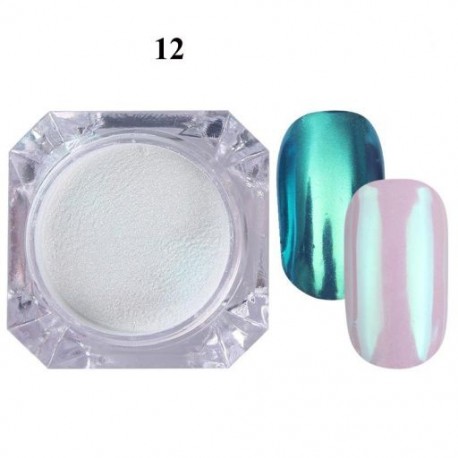 Szín: 12-es szín - 1g Pearl Powder Nail Art Glitter Mirror Effect Króm Pigment UV Gél Lakk szikrázó Dip Dust Barkács