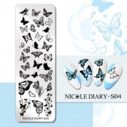 Szín: NICOLE DIARY-S04 - NICOLE NAPLÓ Virágzó levél bélyegző lemezek Francia körömforma körmökhöz Virágos köröm