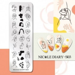 Szín: NICOLE DIARY-S03 - NICOLE NAPLÓ Virágzó levél bélyegző lemezek Francia körömforma körmökhöz Virágos köröm