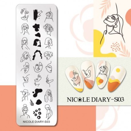 Szín: NICOLE DIARY-S03 - NICOLE NAPLÓ Virágzó levél bélyegző lemezek Francia körömforma körmökhöz Virágos köröm