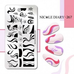 Szín: NICOLE NAPLÓ-267 - NICOLE NAPLÓ Csíkos vonal Levelek Köröm Bélyegző Lemezek Virág Virág Gravírozás