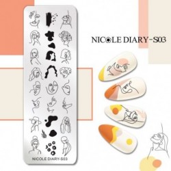 Szín: NICOLE DIARY-S03 - NICOLE NAPLÓ Csíkos vonal Levelek Köröm Bélyegző Lemezek Virág Virág Gravírozás