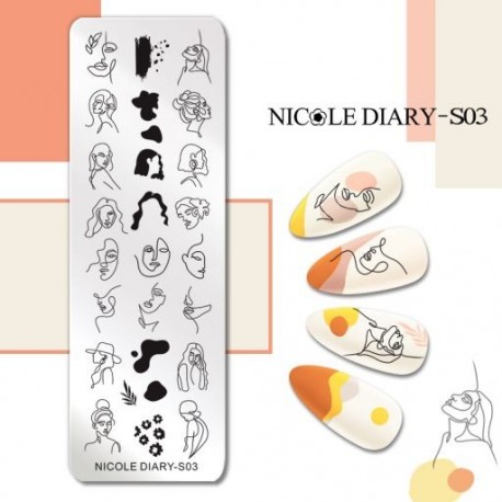 Szín: NICOLE DIARY-S03 - NICOLE NAPLÓ Csíkos vonal Levelek Köröm Bélyegző Lemezek Virág Virág Gravírozás