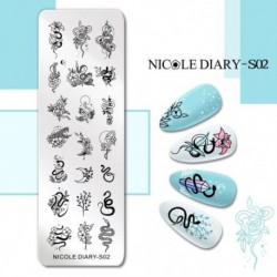 Szín: NICOLE DIARY-S02 - NICOLE NAPLÓ Csíkos vonal Levelek Köröm Bélyegző Lemezek Virág Virág Gravírozás