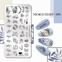 Szín: NICOLE DIARY-240 - NICOLE NAPLÓ Csíkos vonal Levelek Köröm Bélyegző Lemezek Virág Virággravírozott