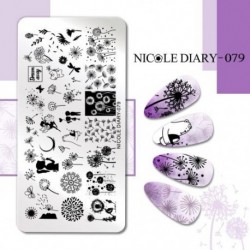 Szín: NICOLE NAPLÓ-79 - NICOLE NAPLÓ Csíkos vonal Levelek Köröm Bélyegző Lemezek Virág Virág Gravírozás