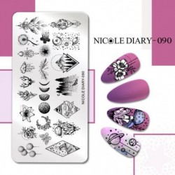 Szín: NICOLE DIARY-90 - NICOLE NAPLÓ Csíkos vonal Levelek Köröm Bélyegző Lemezek Virág Virág Gravírozás