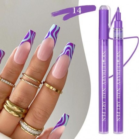 Szín: NDP14 - 1db körömlakk toll fekete arany színű festő gél Graffiti hullám rajzoló toll csíkos vonal ecset Nail Art